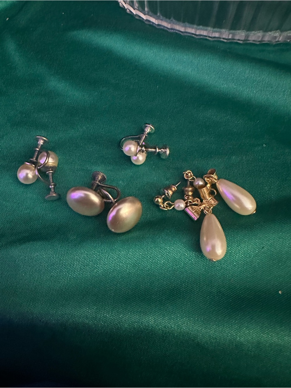 4 sets of Vintage faux Pearl Drop and faux Stud  Earring.